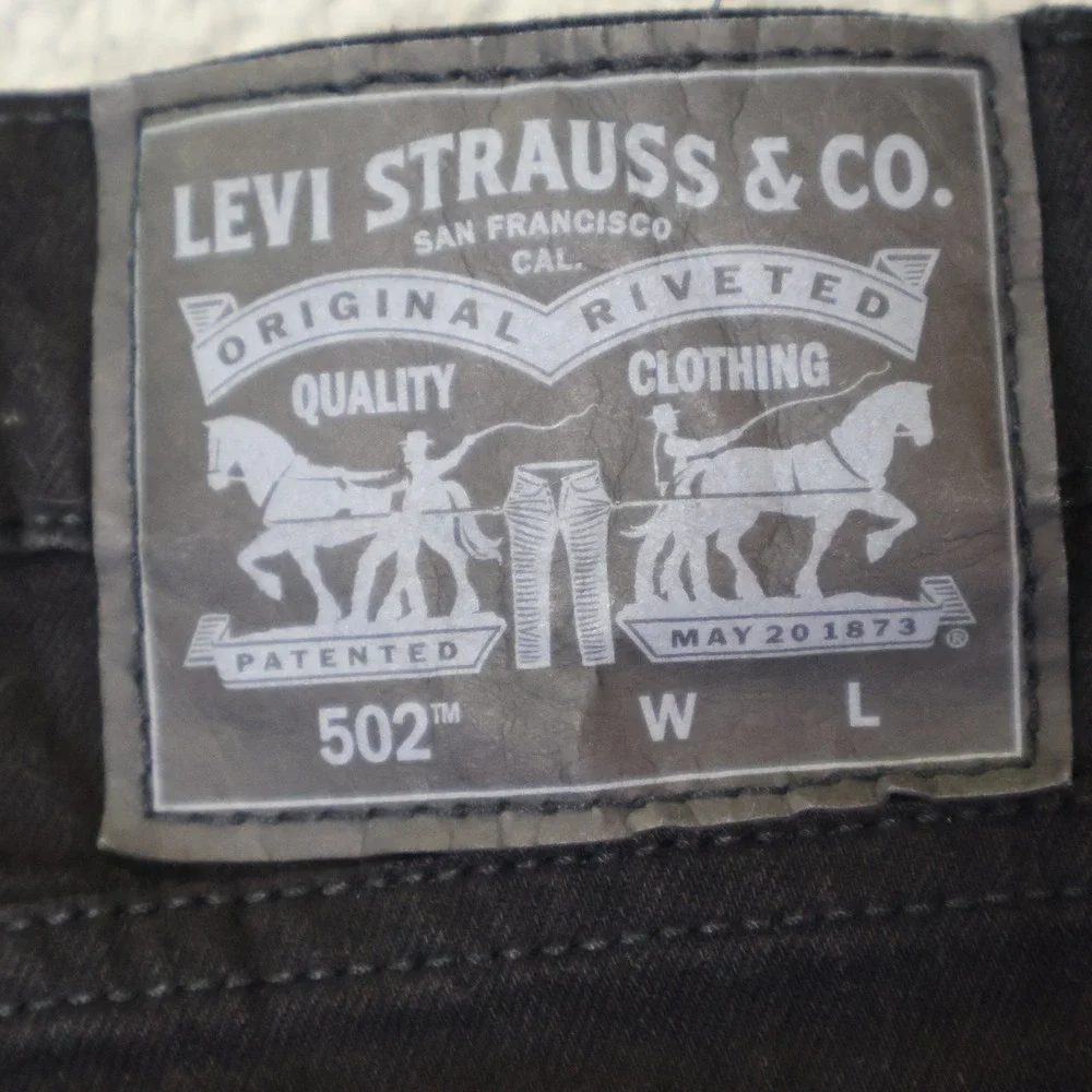 Levis 502 Taper Mens 48x30 Black Flex Stretch Denim Big‎ & Tall Jeans 59684-0000